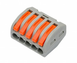 Клемма MAX СМК 222-415 с рычагом 5 отверстий 4 мм² серая 4 шт в упаковке