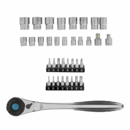 Набор торцевых головок, трещотка 120 зубьев, 1/2", CrV, 36 предметов Gross